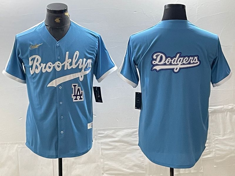 Men Los Angeles Dodgers Blank Light blue Throwback 2024 Nike MLB Jersey style 5